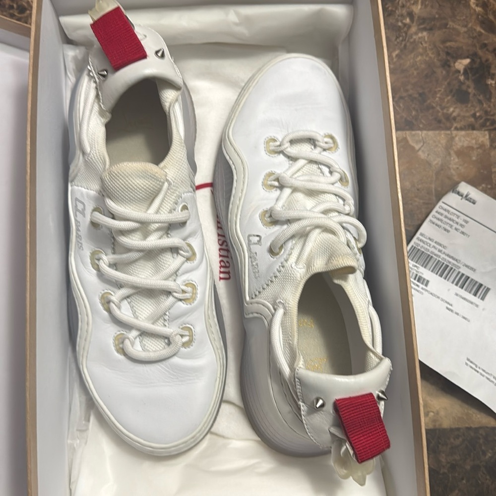 Christian Louboutin  Arpoador Donna Flat Mesh & Suede Sneakers White 38